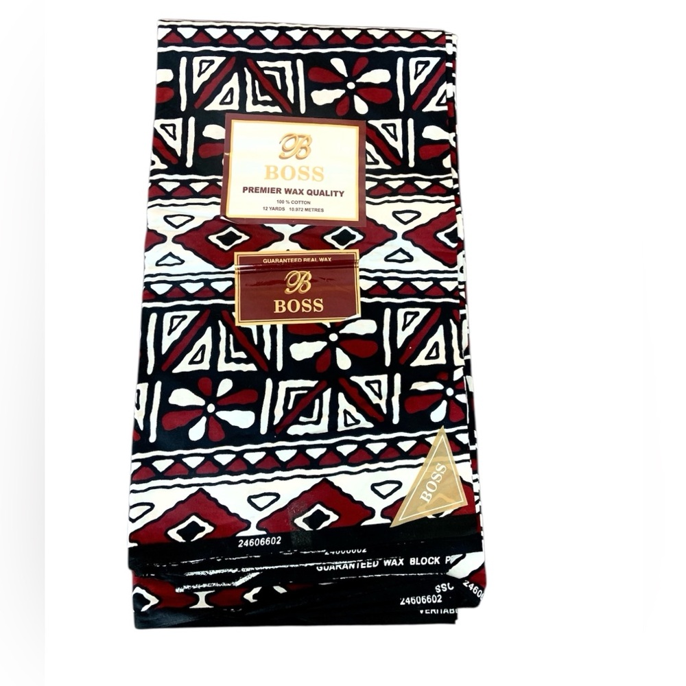 Boss Premier NWT 100% Cotton Wax Fabric in Maroon & Black